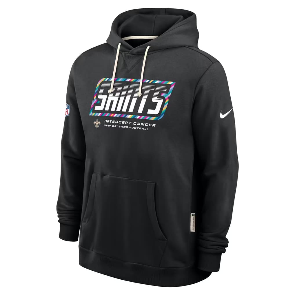 Men's New Orleans Saints Black 2026 Crucial Catch Sideline Standard Issue Dri-FIT Pullover Hoodie